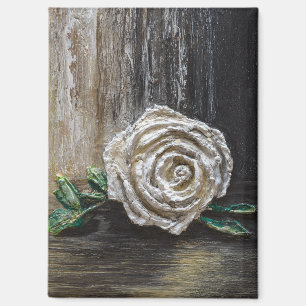 White Rose Acrylic Painting Magnet
