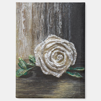 White Rose Acrylic Painting Magnet