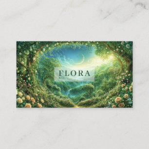 White Rose and Enchanted Green Forest Valley Business Card