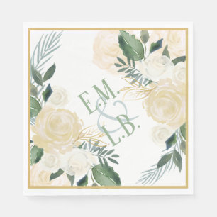 White Rose and Gold Boho 2 Napkin