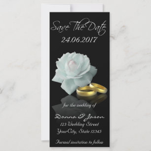 White Rose and Golden Rings Save the Date Rackcard