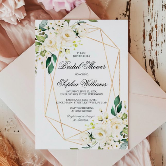 White Rose and Greenery Bridal Shower Invitation (Creator Uploaded)