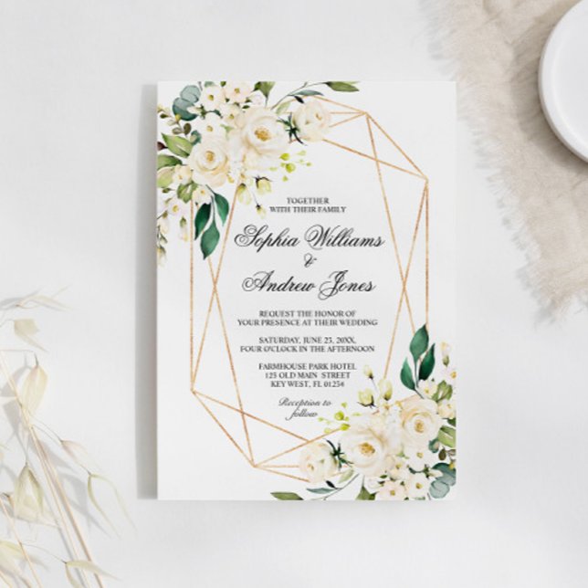White Rose and Greenery Wedding Invitation (Creator Uploaded)