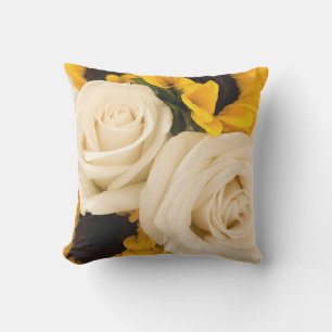 White Rose and Sunflower Photo Cushion
