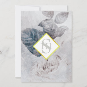 * White Rose AR26 Flower Monogram QR  RSVP Wedding Invitation