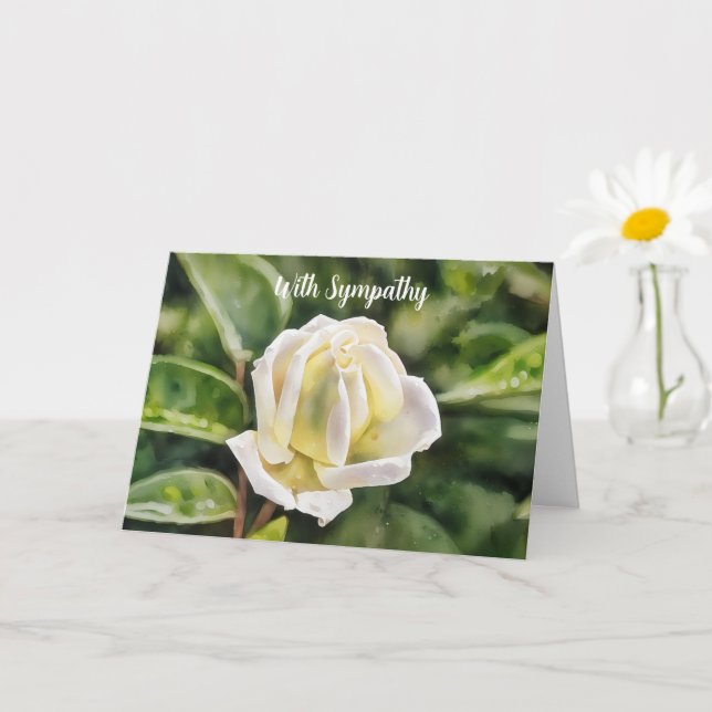 White Rose Art Sympathy Card (Small Plant)