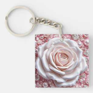 🌹 White Rose Bag Charm For Elegant Style 🌹 Key Ring