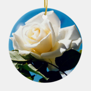 White Rose Beauty Ceramic Ornament