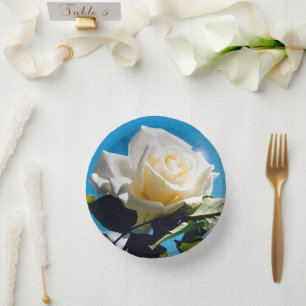 White Rose Beauty Paper Plates