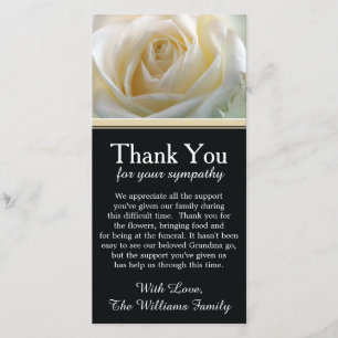 White Rose Bereavement Sympathy Thank You Card
