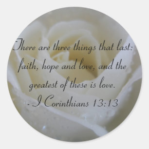 White Rose Bible Verse from Corinthians Stickers