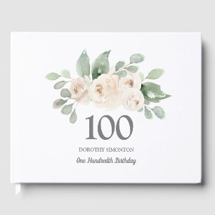 White Rose Botanical 100th Birthday Party Guest Book
