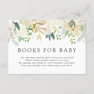 White Rose Bouquet   Baby Shower   Books for Baby Enclosure Card