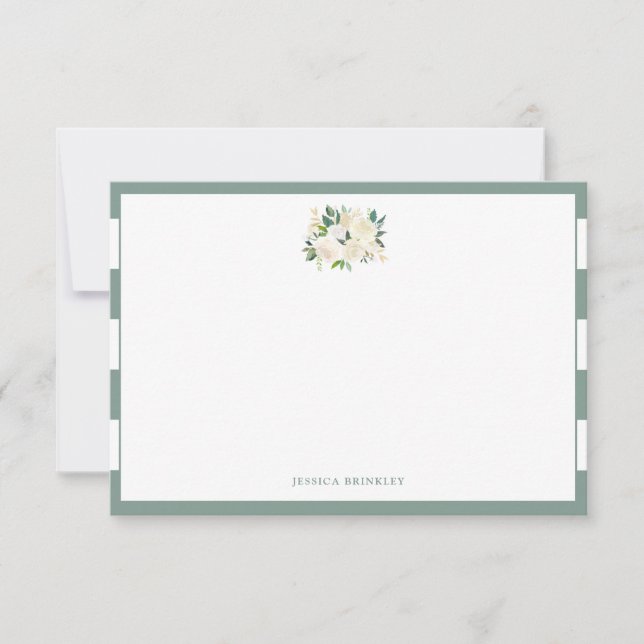 White Rose Bouquet | Custom Stationary Card (Front)