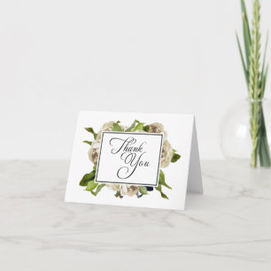 White Rose Bouquet Floral Thank You Card