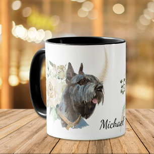 White Rose Bouquet Giant Schnauzer Dog Mug