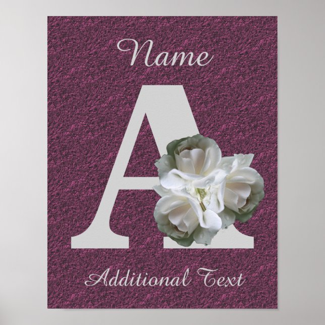 White Rose Bouquet Monogram A Personalised     Poster (Front)