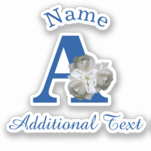 White Rose Bouquet Monogram A Personalized   