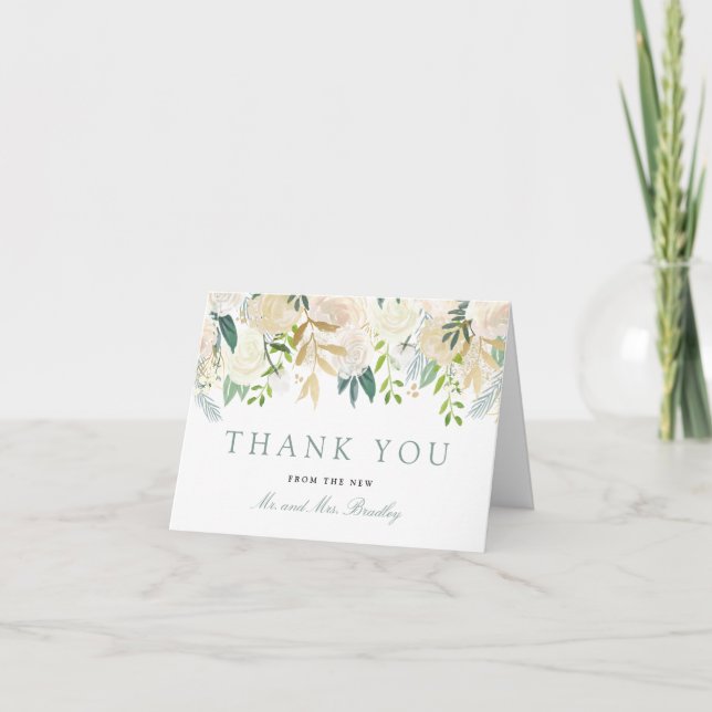 White Rose Bouquet | Thank You Card (Front)