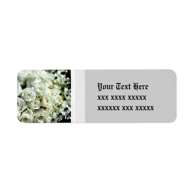 White Rose Bouquet Wedding Address Labels (Front)