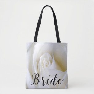 White Rose Bride Canvas Tote Bag Over all