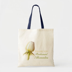 White rose bud wedding bridesmaid thank you bag