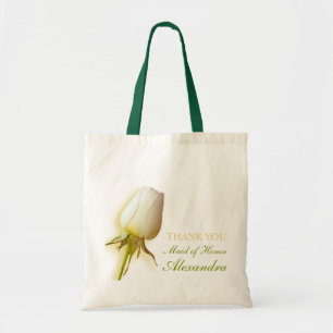 white rose bud wedding maid of honour bag