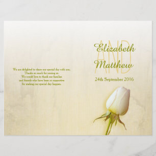 White rose bud wedding programme