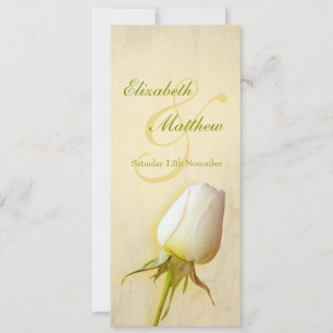 White rose bud wedding reception dinner menu invitation