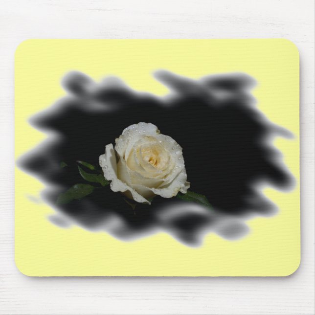 White Rose Burned Edges Mouse Pad (Front)
