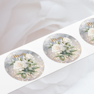 White Rose Classic Round Sticker
