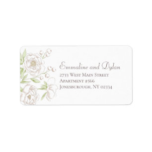 White Rose Classic Wedding Address Labels