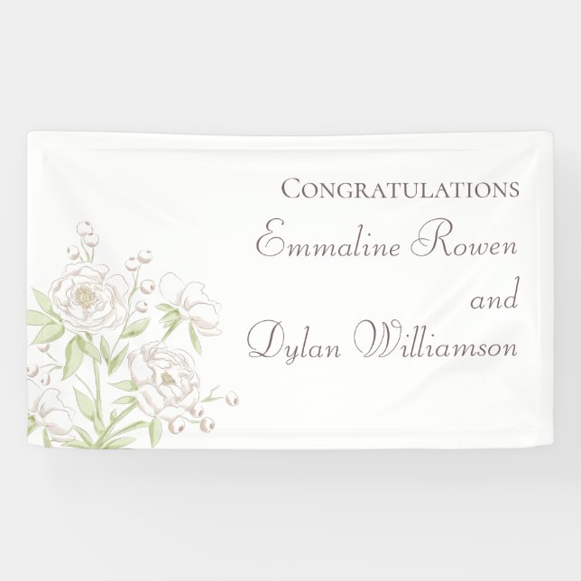 White Rose Classic Wedding Banner (Horizontal)