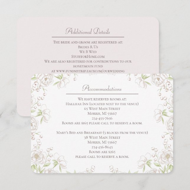 White Rose Classic Wedding Enclosure Card (Front/Back)