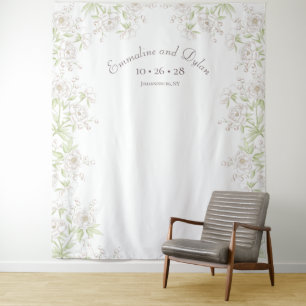 White Rose Classic Wedding Photo Backdrop Tapestry