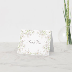 White Rose Classic Wedding Thank You Note Card