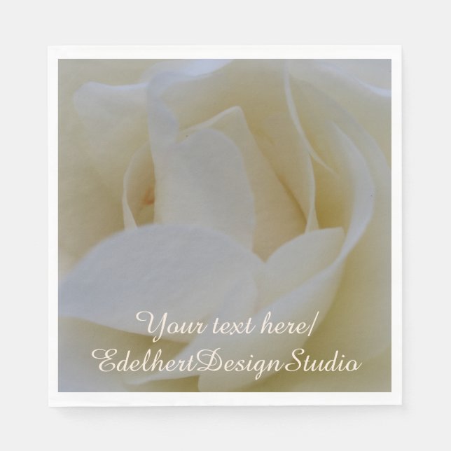 White Rose Close Up Paper Napkins (Front)