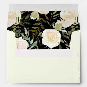 White Rose Cream Floral Wedding Envelope