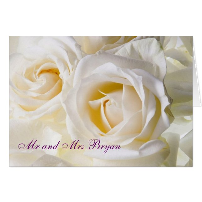 White Rose Custom Wedding Notecards (Front Horizontal)