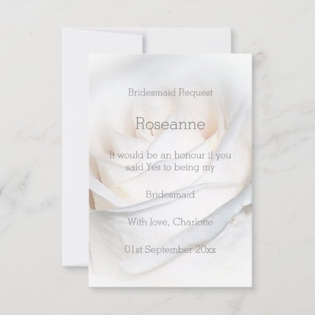 White Rose Design Bridesmaid Request Invitation (Front)