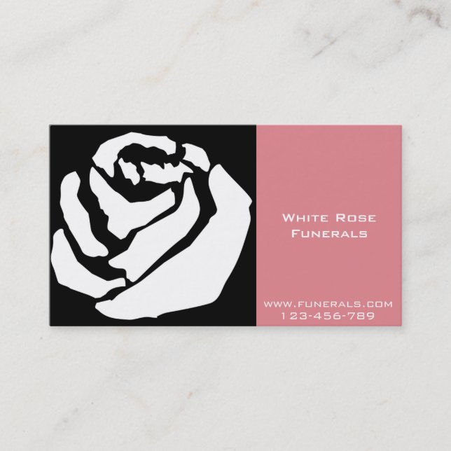 White Rose design funeral services business Card (Front)