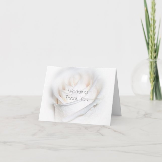 White Rose Design Wedding Thank You Card (Front)