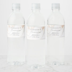 White Rose Design Wedding Water Bottle Label