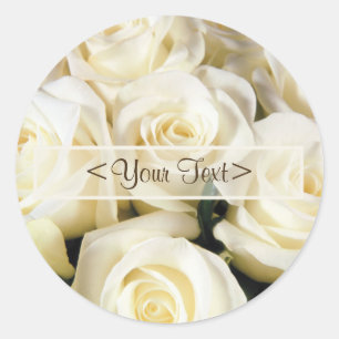 White Rose Elegance Classic Round Sticker