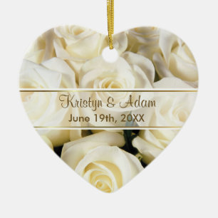 White Rose Elegance - Customise Ceramic Ornament