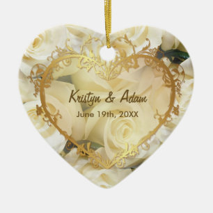 White Rose Elegance - Customise Ceramic Ornament