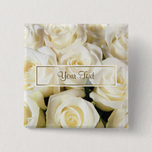 White Rose Elegance Template 15 Cm Square Badge