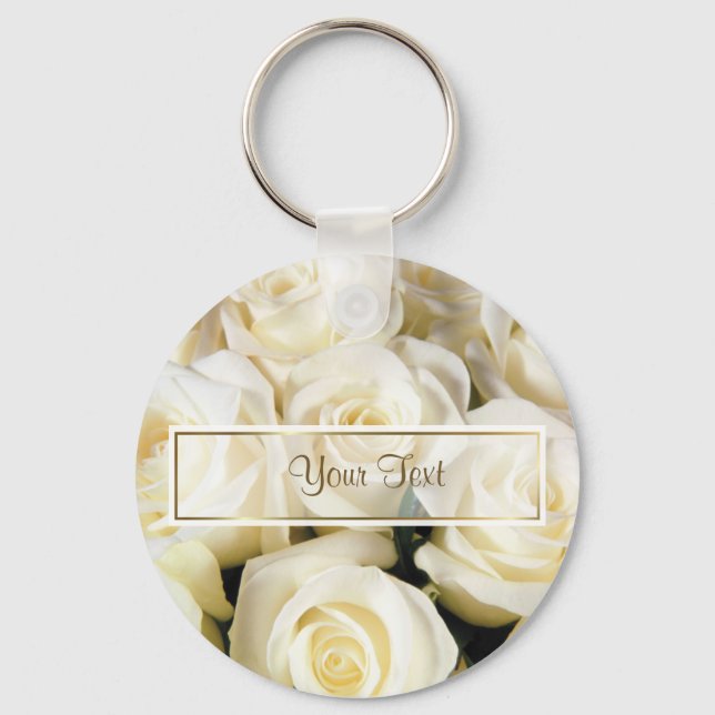 White Rose Elegance Template Key Ring (Front)