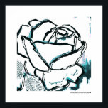 White Rose Elegant Blue Modern Floral Decor Art<br><div class="desc">Modern aqua blue rose watercolor with black ink,  beautiful flower Fine Art poster,  the print is sold without a frame but you can select here on Zazzle for your wall home decor © Copyrighted Marie Christine Belkadi</div>