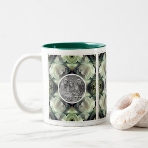 White Rose Floral Abstract Add Your Own Photo Two-Tone Coffee Mug